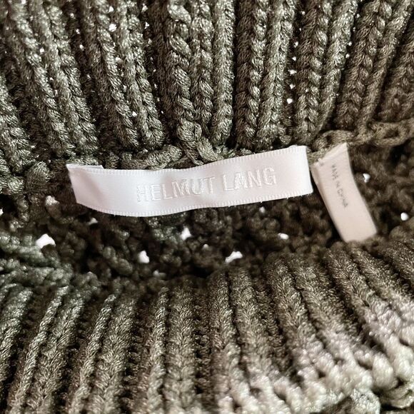 Helmut Lang Pom-Pom Off Shoulder Top Pullover Sweater Hunter Sage Green XS NWOT - Picture 7 of 9